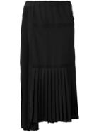 No21 Asymmetric Pleated Skirt, Women's, Size: 42, Black, Silk/acetate