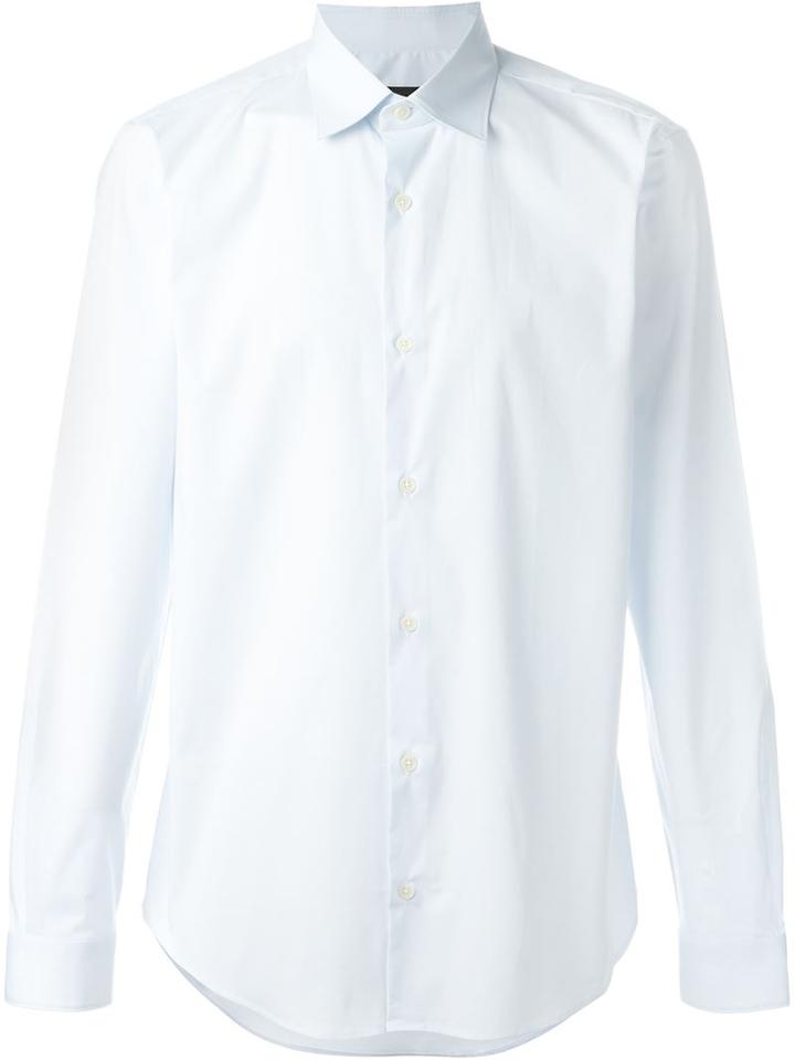 Z Zegna Classic Shirt, Men's, Size: 43, Blue, Cotton/spandex/elastane