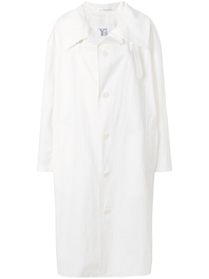 Y's Oversized Collar Trench Coat - White
