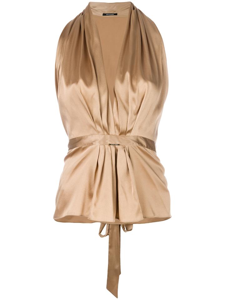 Styland V-neck Ruched Top - Metallic