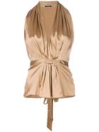 Styland V-neck Ruched Top - Metallic