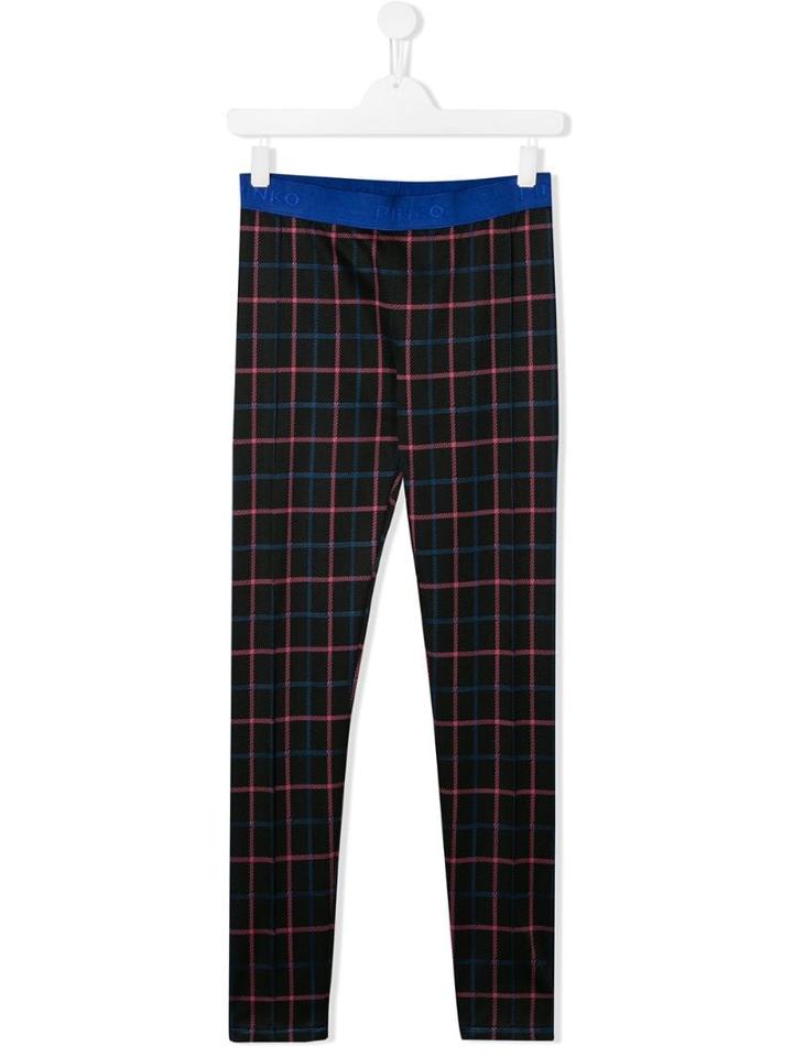 Pinko Kids Teen Checked Print Leggings - Black
