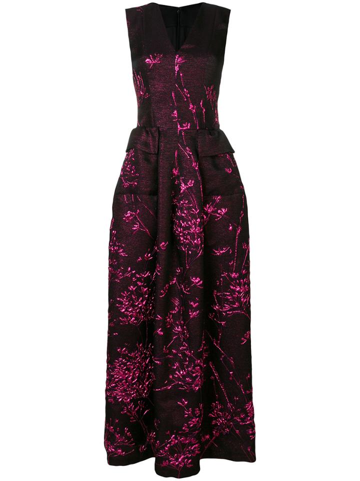 Talbot Runhof Long Jacquard Gown - Black