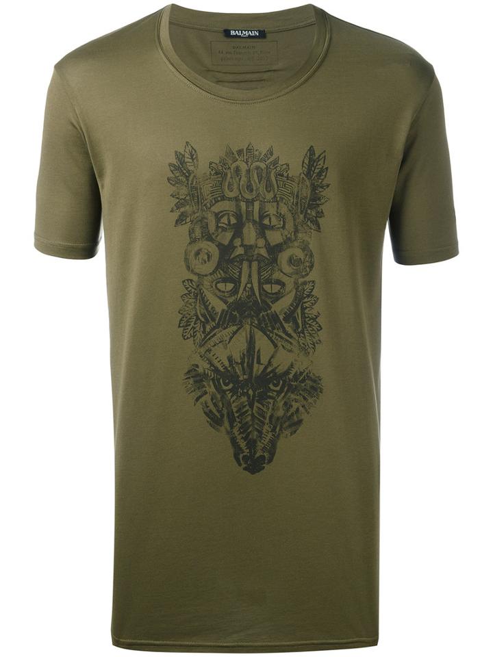 Balmain Animals Tribal T-shirt, Men's, Size: Large, Green, Cotton