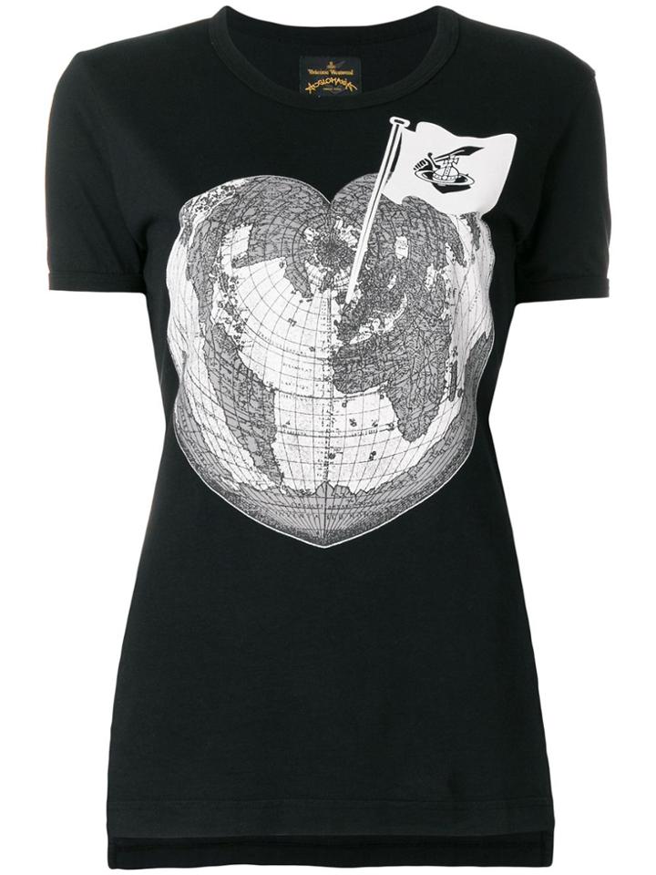 Vivienne Westwood Anglomania World Heart Print T-shirt - Black
