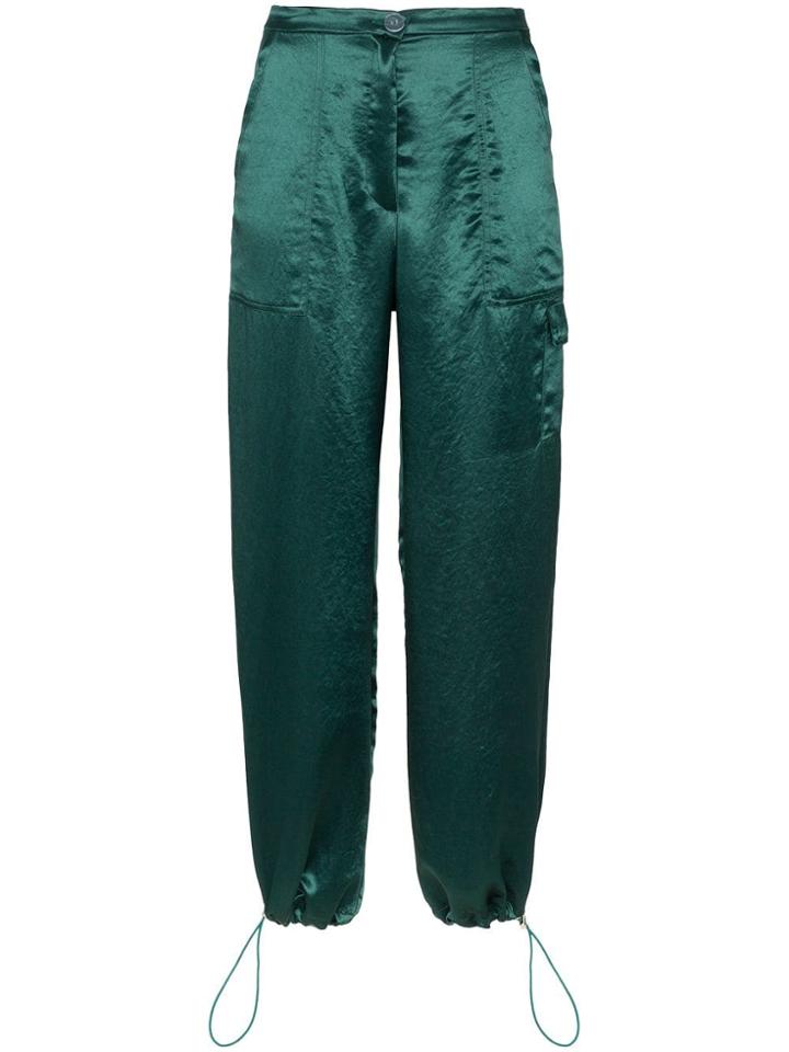 Collina Strada Satin Cargo Trousers - Green