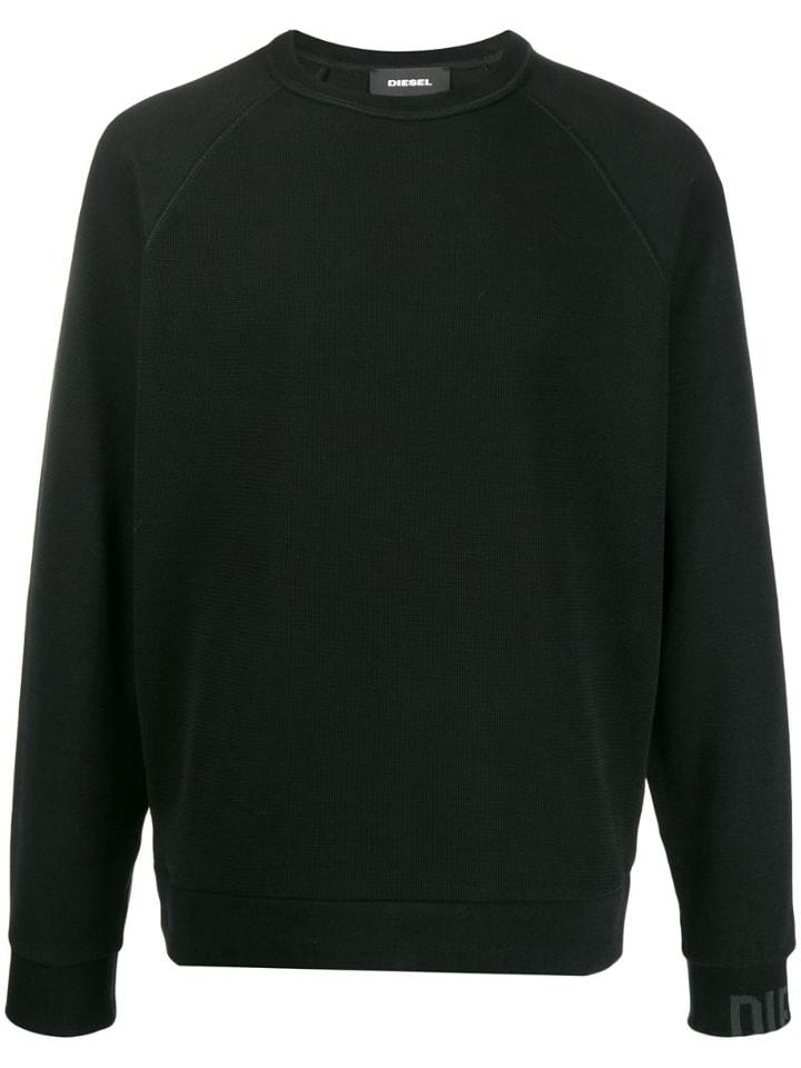 Diesel Micro-waffle Sweatshirt - Black