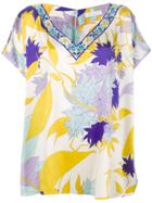 Emilio Pucci Vintage Embellished Floral V-neck Blouse - Multicolour
