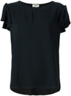 Saint Laurent Ruffled Sleeves Blouse, Women's, Size: 40, Black, Acetate/viscose