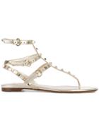 Valentino Rockstud Triple Strap Sandals - Metallic