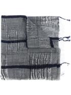 Yohji Yamamoto - Striped Fringed Scarf - Unisex - Cotton/ramie/wool - One Size, Grey, Cotton/ramie/wool