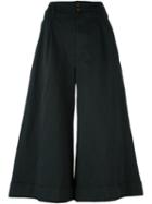 Comme Des Garçons Wide Leg Cropped Pants, Women's, Size: Small, Black, Polyester