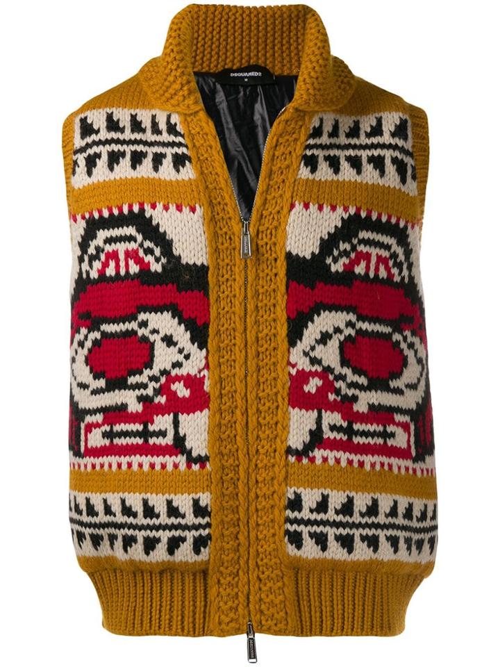 Dsquared2 Pattern Knit Gilet - Yellow