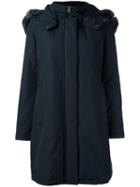 Woolrich 'bridge' Coat, Women's, Size: Xs, Blue, Cotton/feather Down/rabbit Fur/polyester