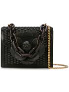 Oscar De La Renta Flower Raffia Bag - Black