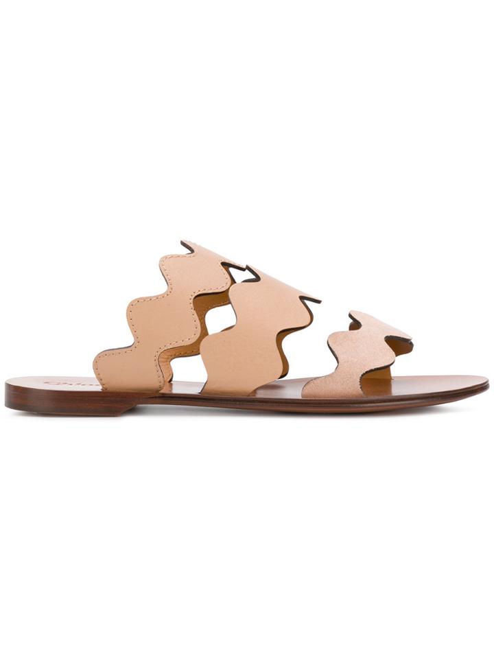Chloé Lauren Flat Sandals - Pink & Purple
