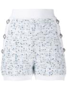 Balmain Buttoned Tweed Short Shorts - White