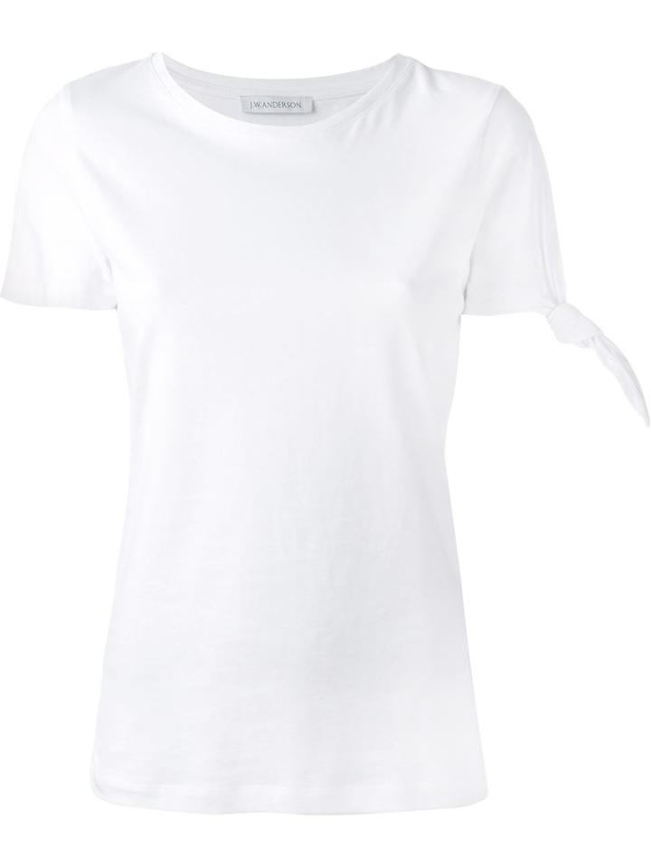 J.w.anderson Knotted Sleeve T-shirt, Women's, Size: Medium, White, Cotton