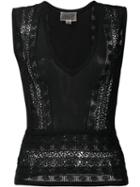Giambattista Valli Lace Insert Knitted Top, Women's, Size: 46, Black, Cotton