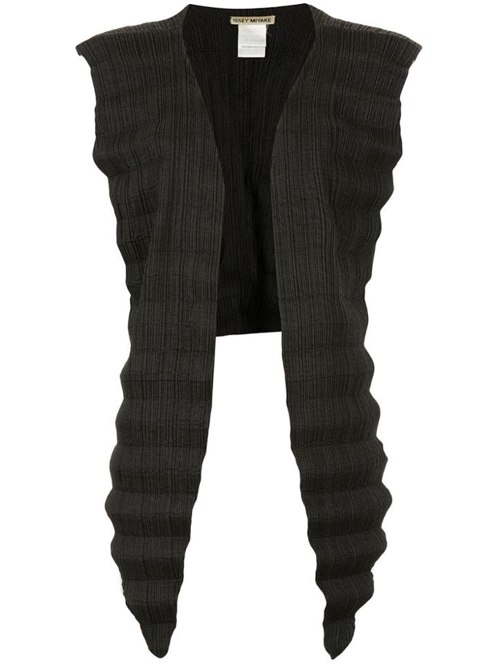 Issey Miyake Vintage Pleated Open Vest - Black