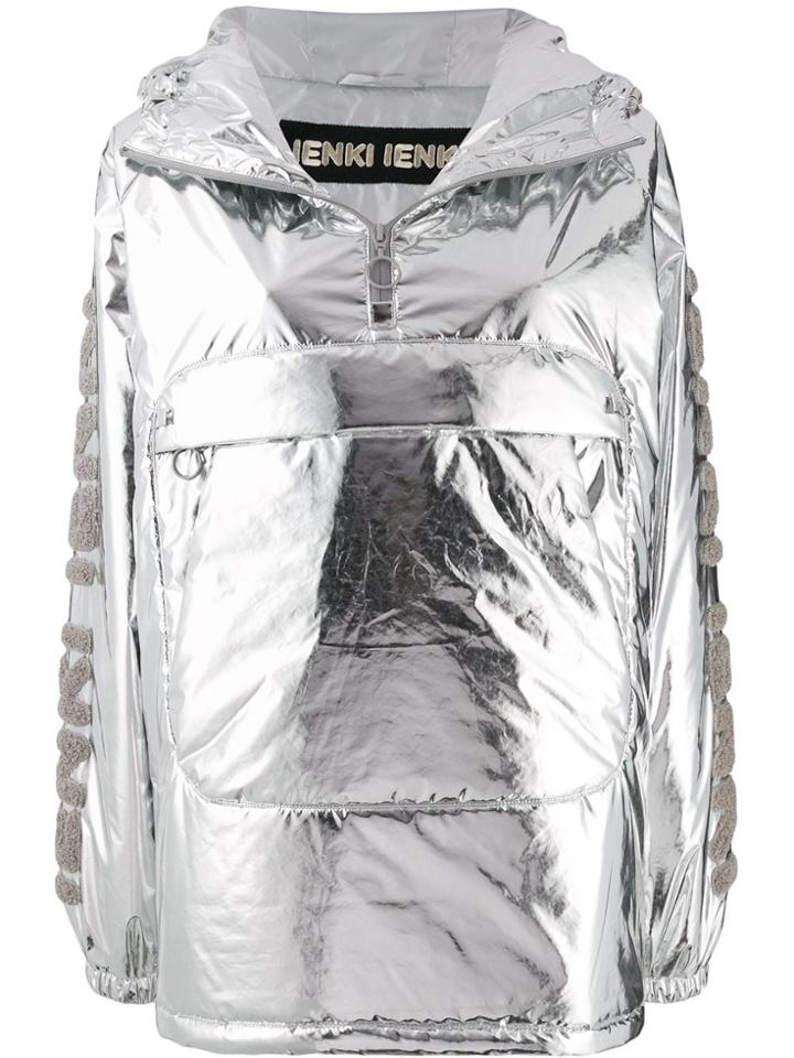 Ienki Ienki Shiny Furry Logo Anorak - Silver