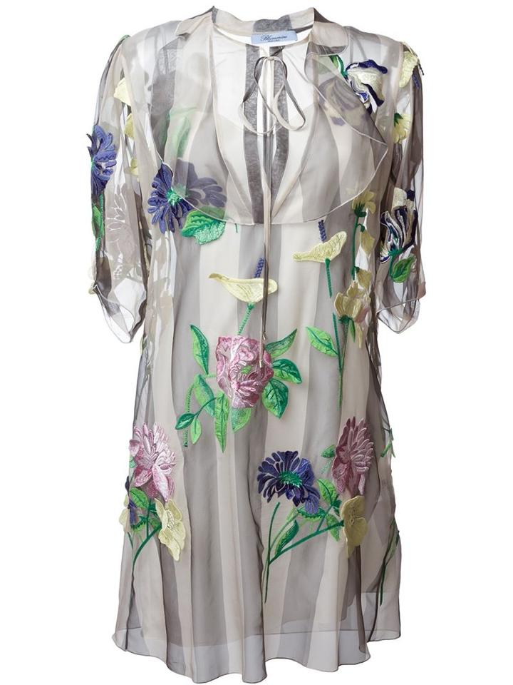 Blumarine Floral Print Dress, Women's, Size: 44, Grey, Spandex/elastane/silk