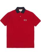Gucci Polo With Gg Embroidery - Red