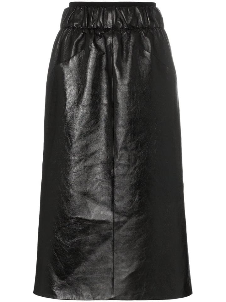 Givenchy Gathered-waist Lambskin Knee-length Skirt - Black