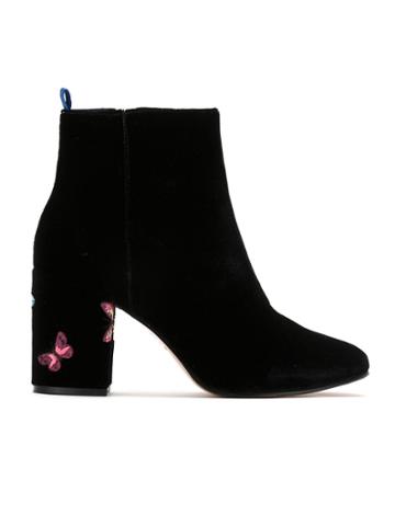 Blue Bird Shoes Velvet Borboleta Boots - Black