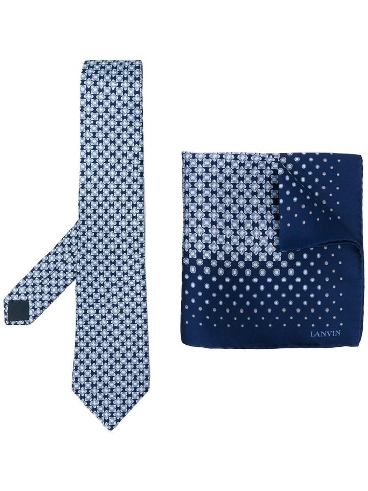 Lanvin Patterned Tie And Pocket Square - Blue