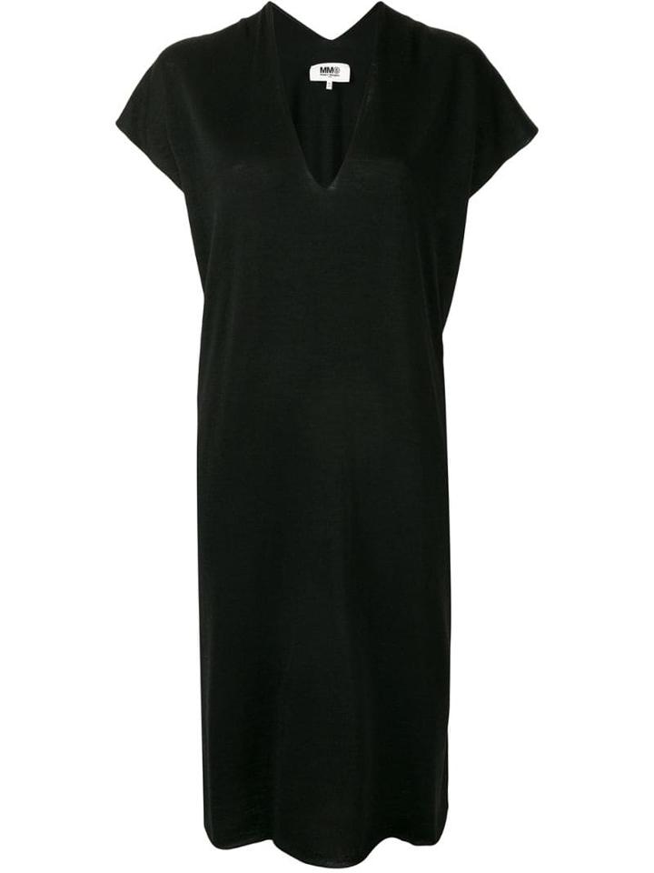 Mm6 Maison Margiela Drape V-neck Dress - Black