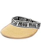 Miu Miu Contrasting Logo Visor - Neutrals
