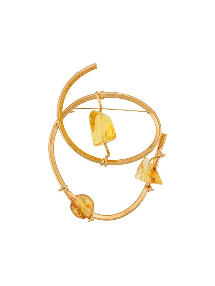 Marni Wire And Resin Brooch - Gold