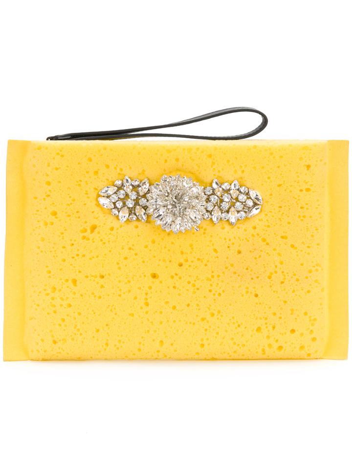 Christopher Kane Rhinestone Embellished Sponge Clutch - Yellow &