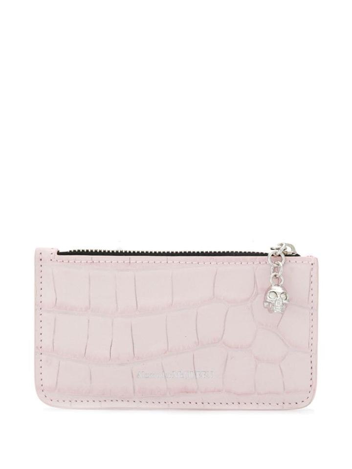 Alexander Mcqueen Skull-zip Cardholder - Pink