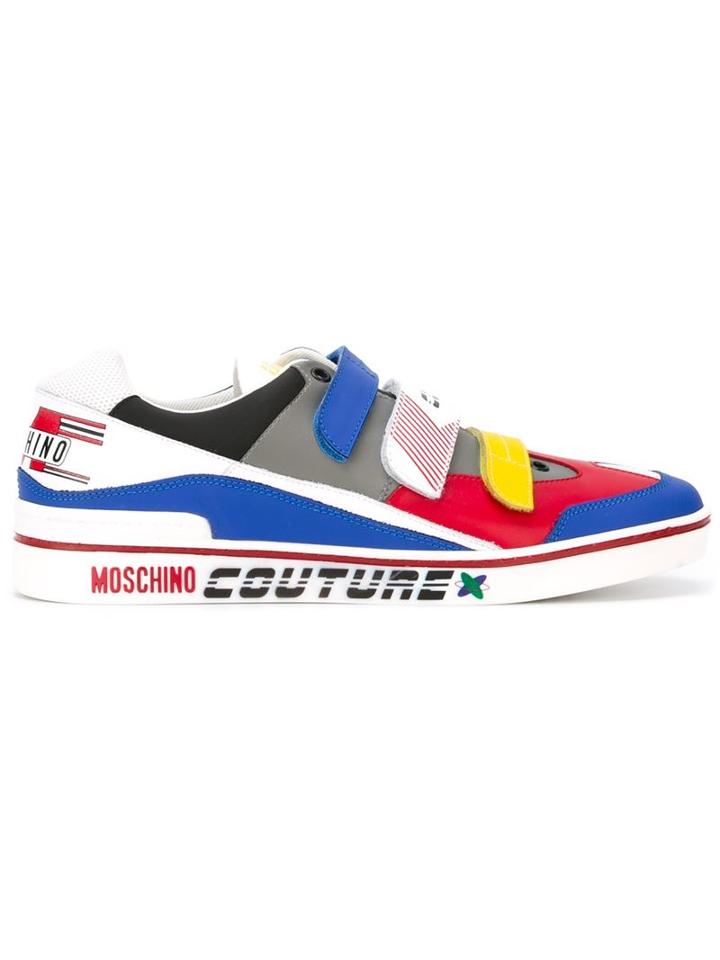 Moschino Panelled Sneakers, Men's, Size: 41, Leather/rubber/cotton