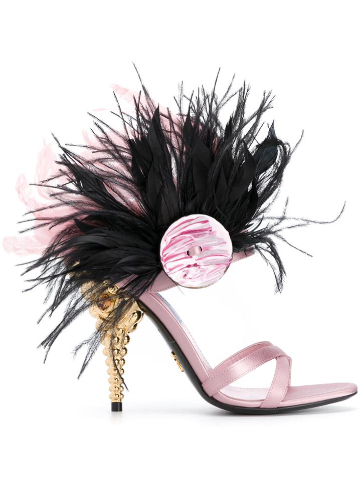 Prada Embellished Sandals - Pink & Purple