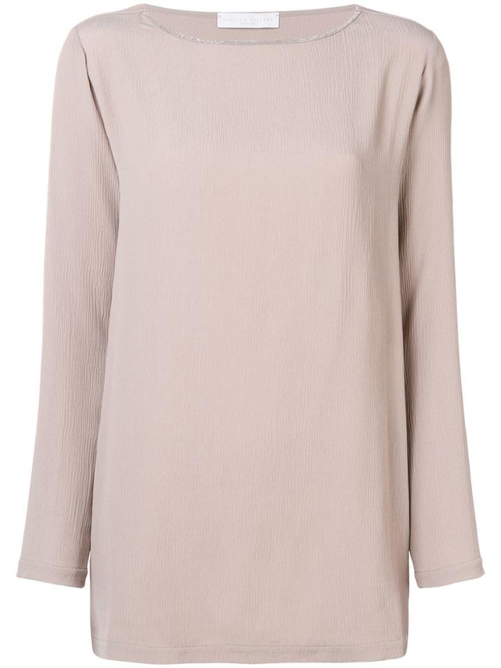 Fabiana Filippi Embellished Trim Creased Blouse - Grey