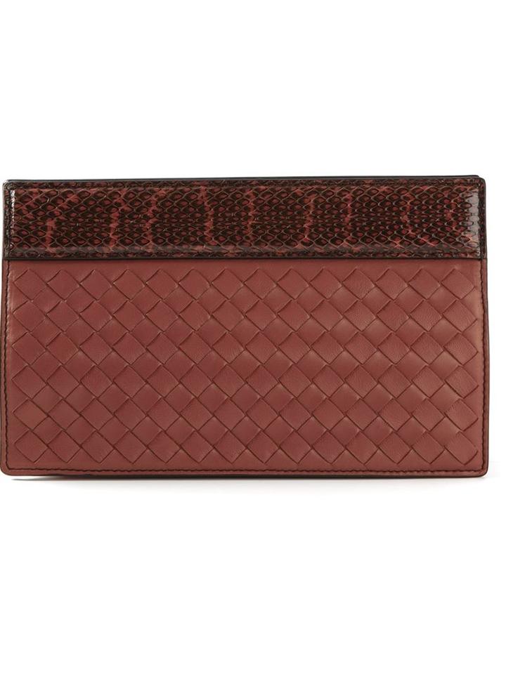 Bottega Veneta Intrecciato Clutch, Women's, Red, Lamb Skin