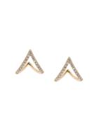 Ef Collection Diamond Chevron Huggie Earrings - Metallic