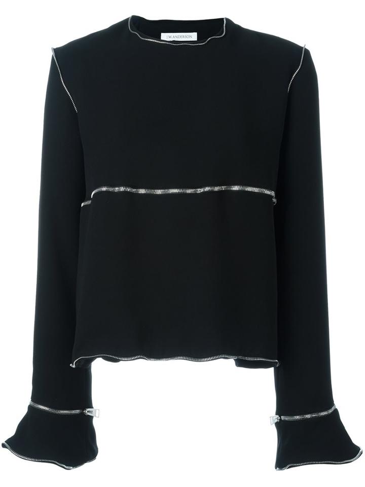 J.w.anderson Zip Detail Jumper, Women's, Size: 6, Black, Triacetate/polyester/acetate/silk