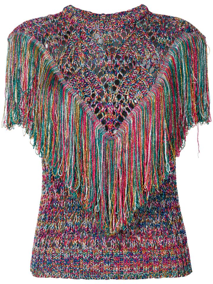 Circus Hotel Fringed Sleeveless Top - Multicolour