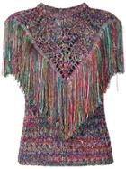 Circus Hotel Fringed Sleeveless Top - Multicolour
