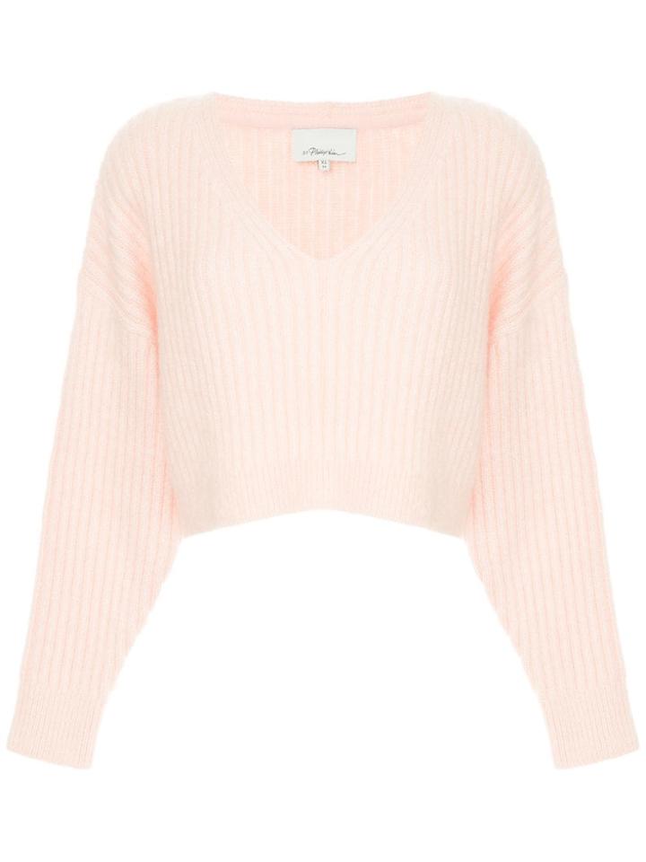 3.1 Phillip Lim Cropped V-neck Jumper - Pink