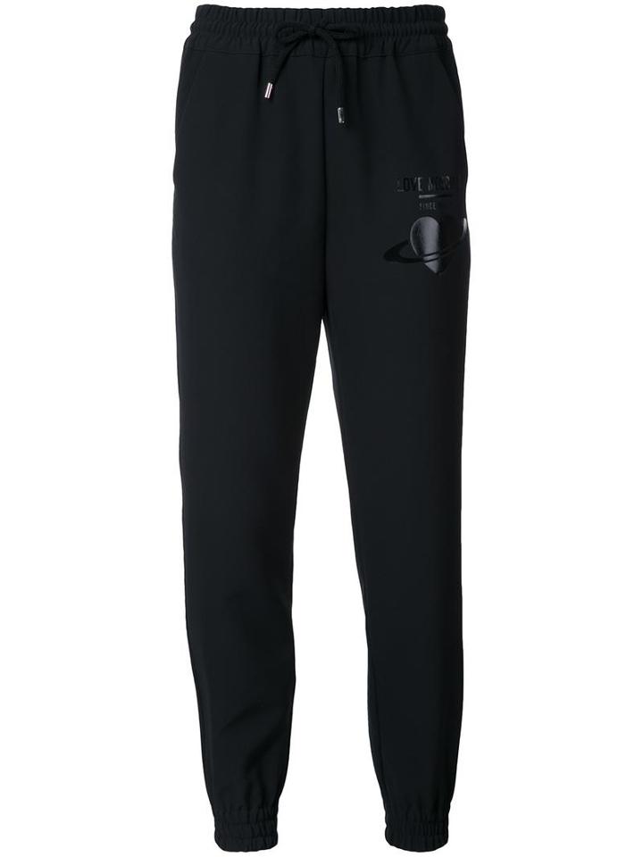 Love Moschino Logo Patch Sweatpants, Women's, Size: 42, Black, Polyester/spandex/elastane