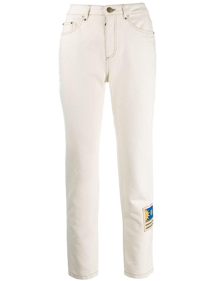 Mr & Mrs Italy Embroidered Skinny Trousers - Neutrals