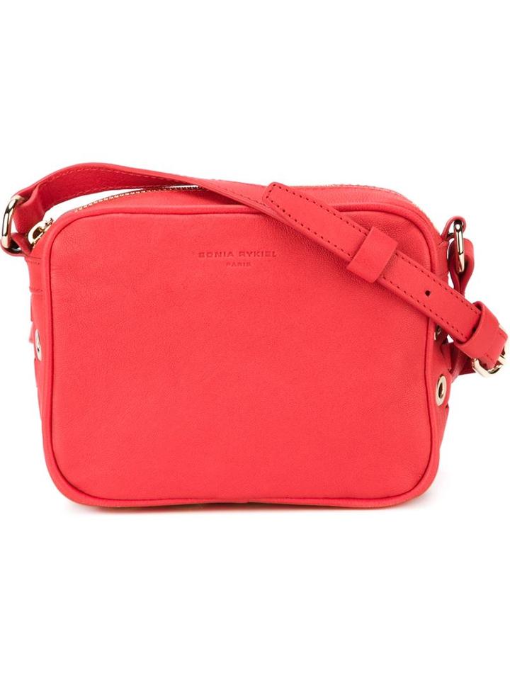 Sonia Rykiel Reporter Crossbody Bag, Women's, Red, Sheep Skin/shearling/cotton