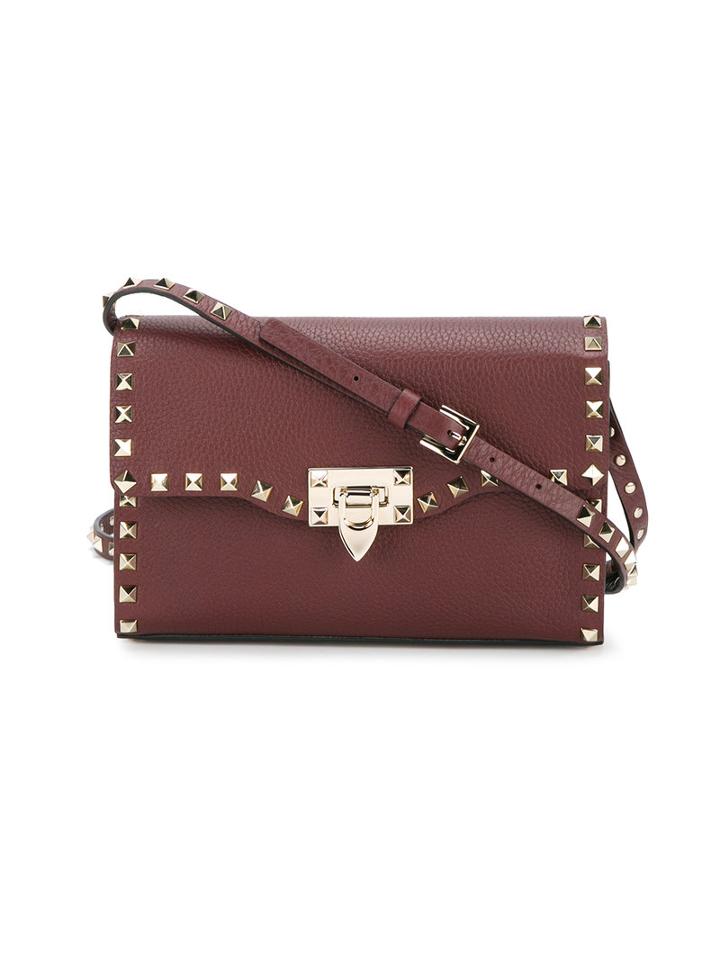 Valentino Medium Rockstud Shoulder Bag, Women's, Red, Leather/suede/metal