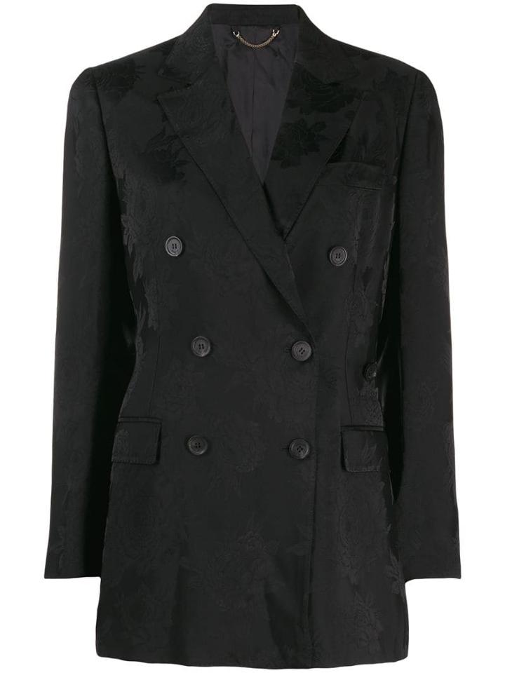 Salvatore Ferragamo Peonie Double-breasted Jacquard Blazer - Black