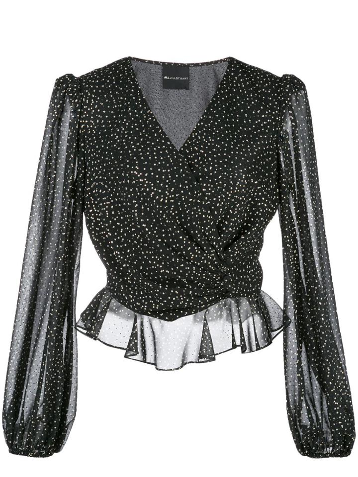 Jill Jill Stuart Dot Print Wrap Top - Black